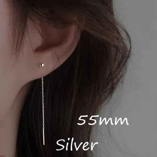 Silver Geometric Dangle Earrings for Women Stylish Drop Design - Smarsty