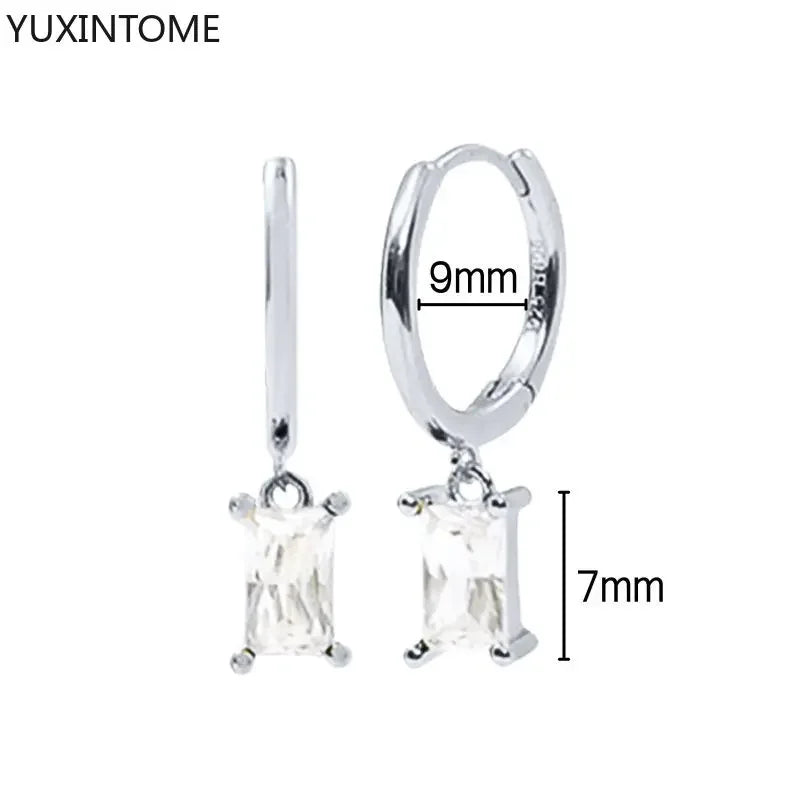 925 Sterling Silver Hoop Earrings White Crystal Luxury - Smarsty