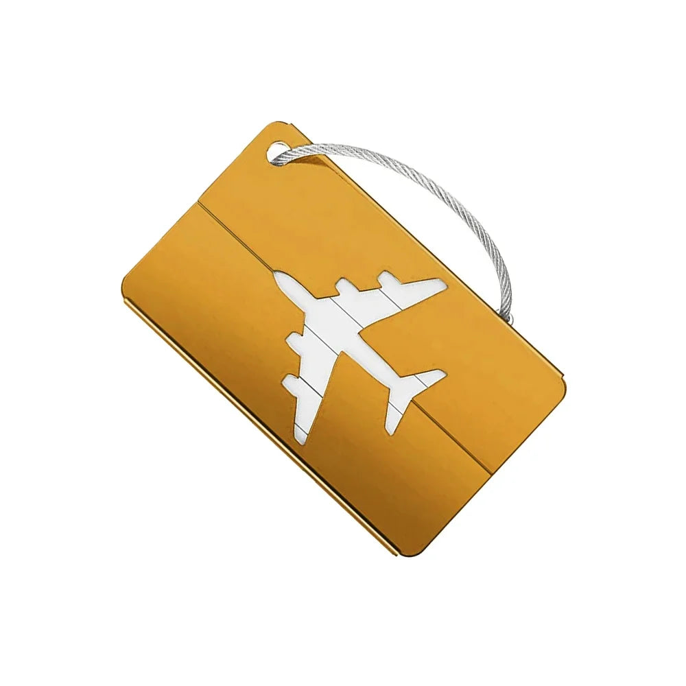 Aluminum Alloy Travel Luggage Tag Hanging Tag Suitcase Tag Plane With Name ID Cards Anti-lost Solid Color Travel Accessories - Smarsty
