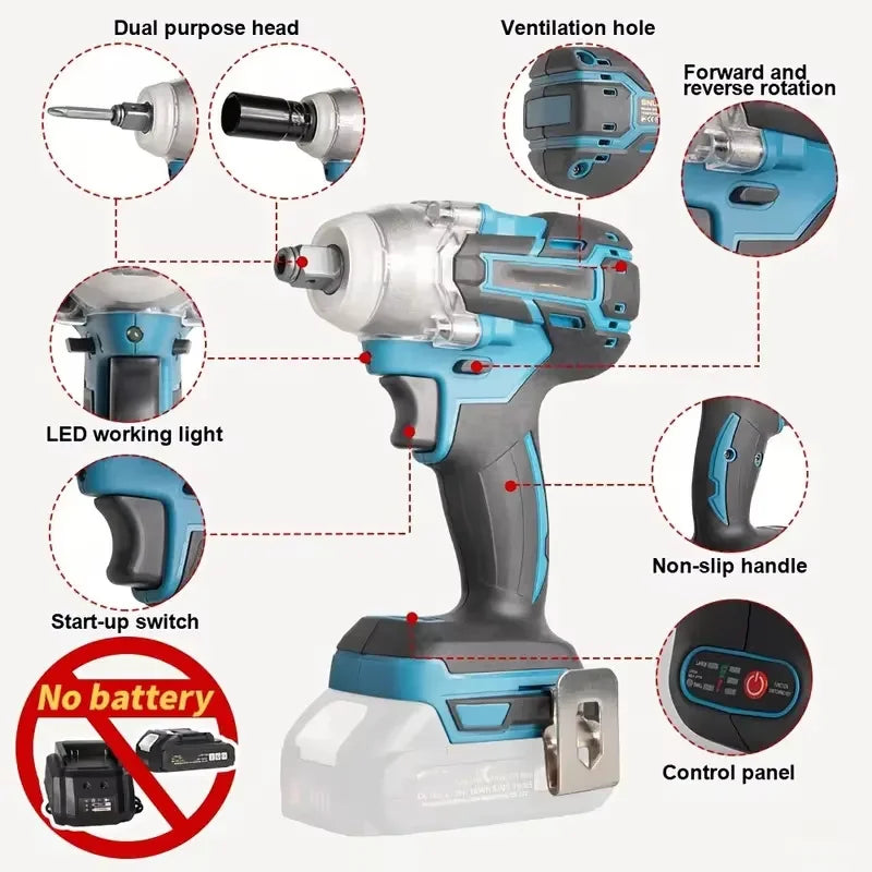Cordless Rechargeable Electric Wrench with 320N.m Torque - Smarsty