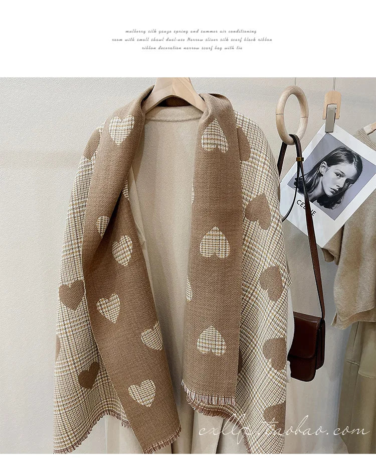 Double Side Cashmere Scarf Warm Thickened Winter Wrap - Smarsty