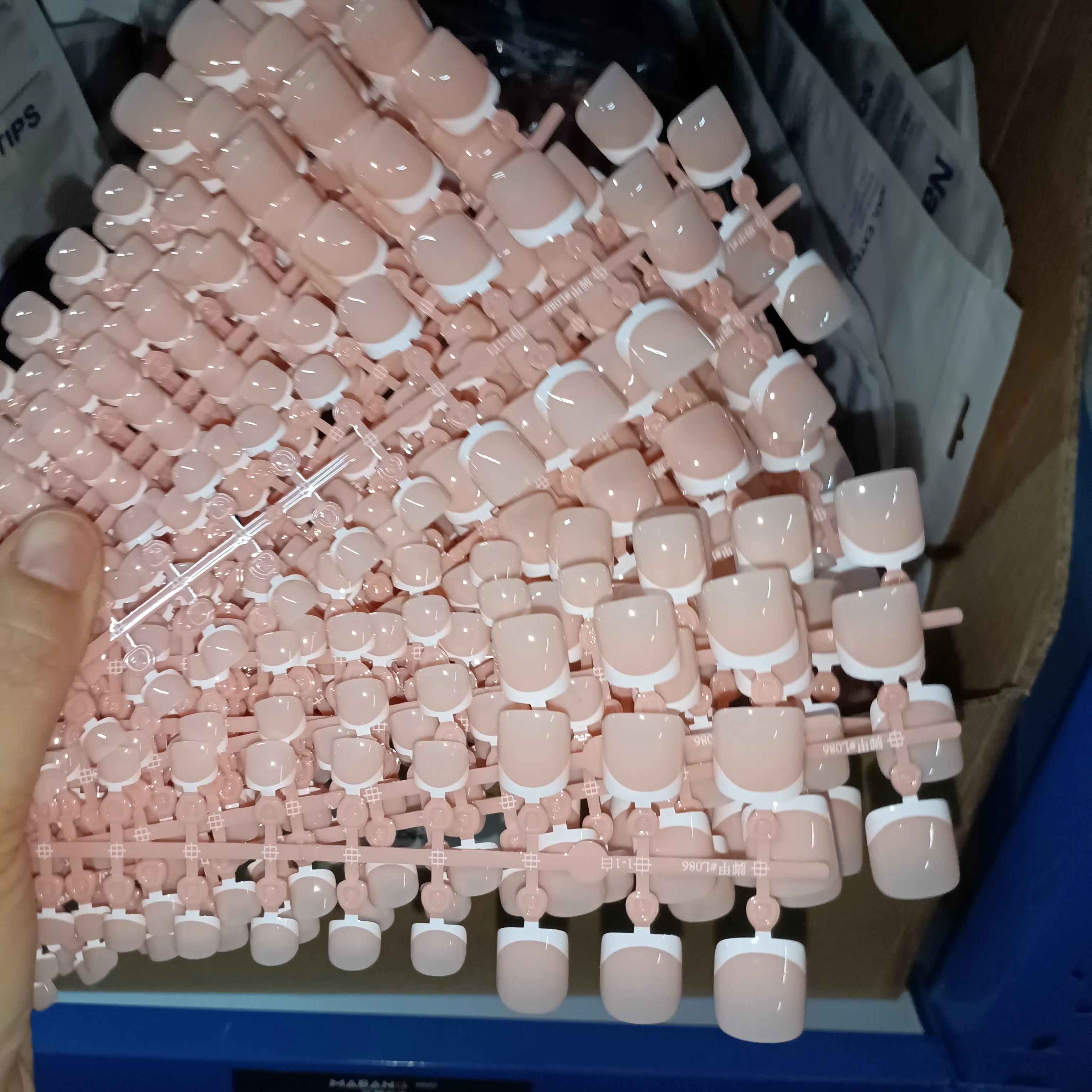 120 Pieces Pink Square Toe Nail Tips Full Cover Extensions - Smarsty