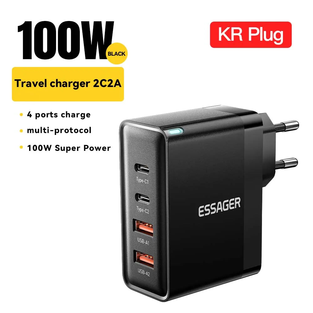 100W GaN USB3 C PD Charger For MacBook USKorea Plug - Smarsty