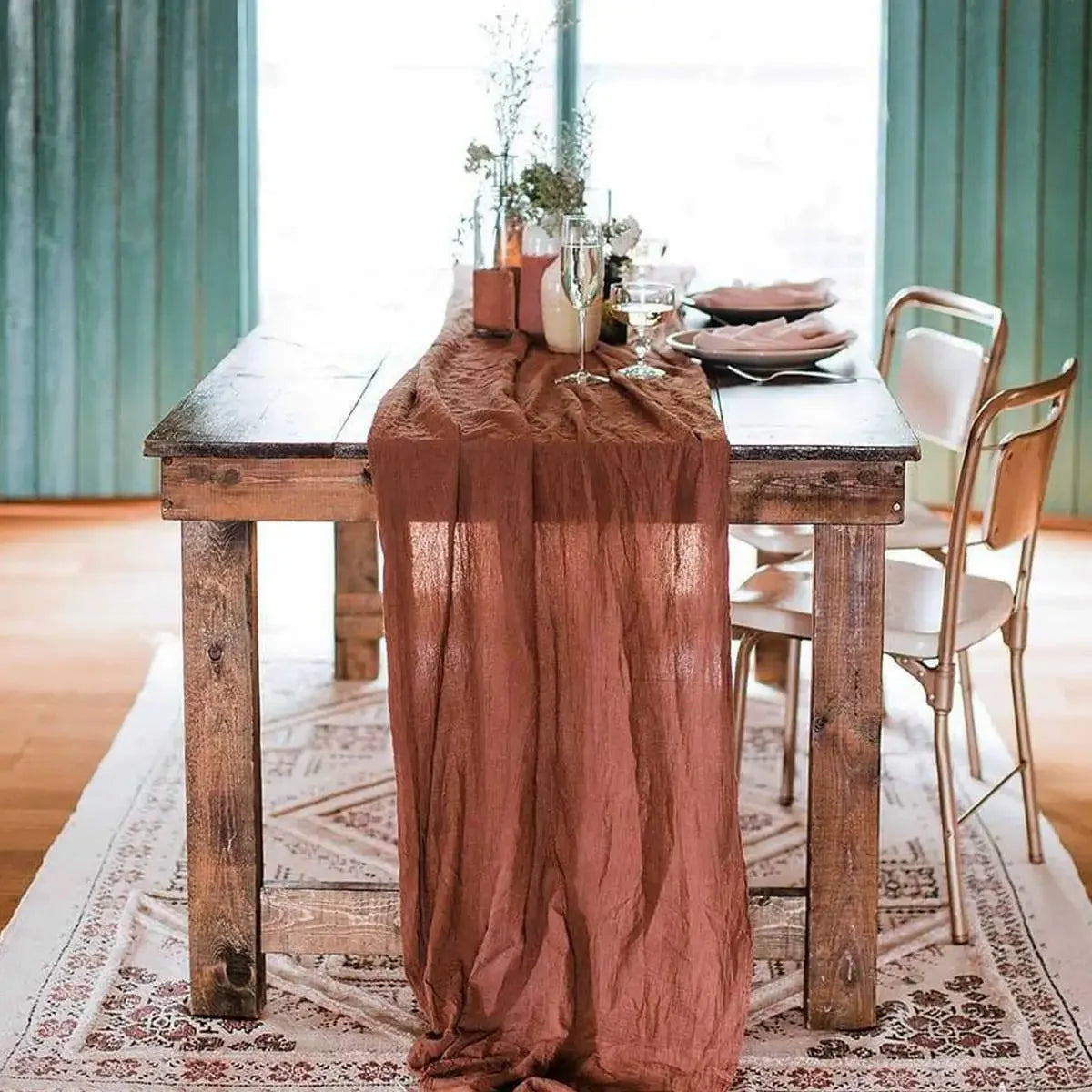 Semi-Sheer Sage Table Runner for Vintage Events - Smarsty