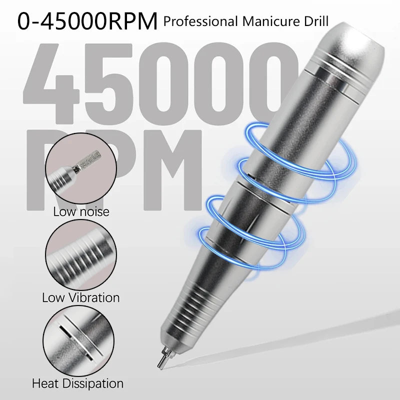 Rechargeable Electric Nail Drill Machine with High Speed - Smarsty