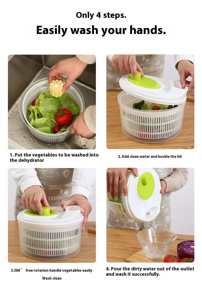 Multifunctional Household Manual Vegetable Dehydrator - Salad Spinner with Fruit, Lettuce Drain Basket | Home Kitchen Gadgets by Smarsty