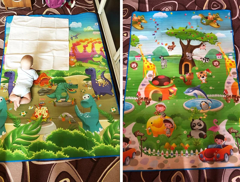 Baby Play Mat Doubel Sided Animals Kids Rug Educational Toys for Children Soft Floor Toddler Crawling Carpet Game Activity Gym by Smarsty