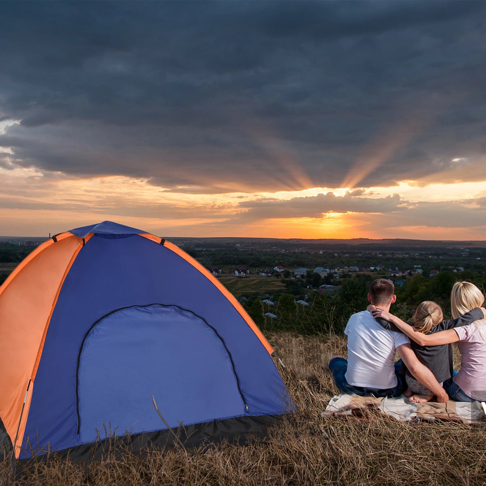 TOMSHOO 3-4 Persons Camping Tent Lightweight Outdoor Backpacking Tent with Rain Fly for Family Camping Hiking Beach Fishing Tent