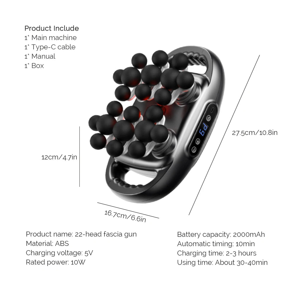 16-Head Fascia Gun High-Frequency Vibration Body Massage Gun Back and Waist Massager Neck Shoulder Massager Muscle masajeador - Smarsty