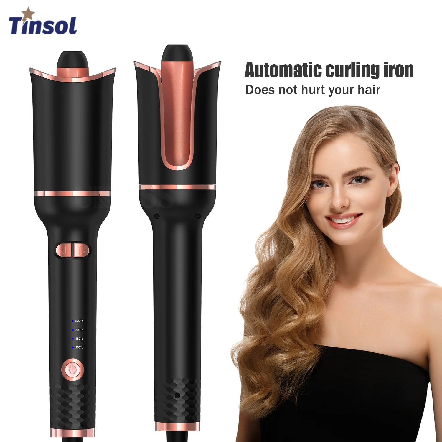 TINSOL Automatic Ceramic Curling Iron for Effortless Curls - Smarsty