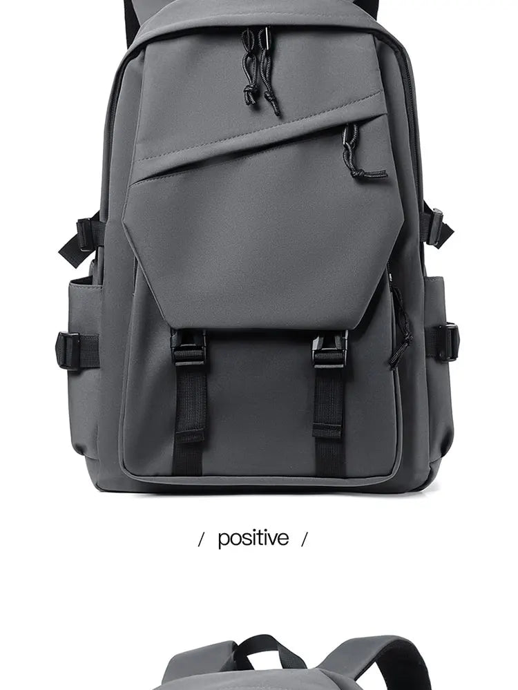 One 15 Inch Polyester Waterproof Solid Color Simple Men's Backpack Fashion Couple Student Computer Backpack