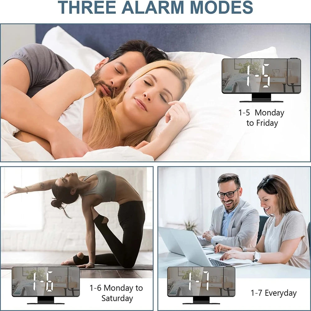 180 Degree Projection Digital Alarm Clock with Temperature Display - Smarsty