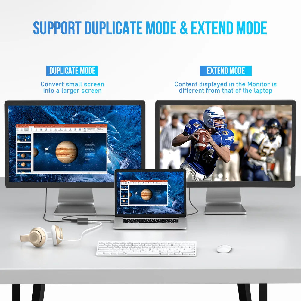 Lemorele 2 Port USB C Hub to Dual HDMI 4K 60HZ Dual Screen Expansion Type C VGA Docking Station For Macbook Laptop Mobile Phone