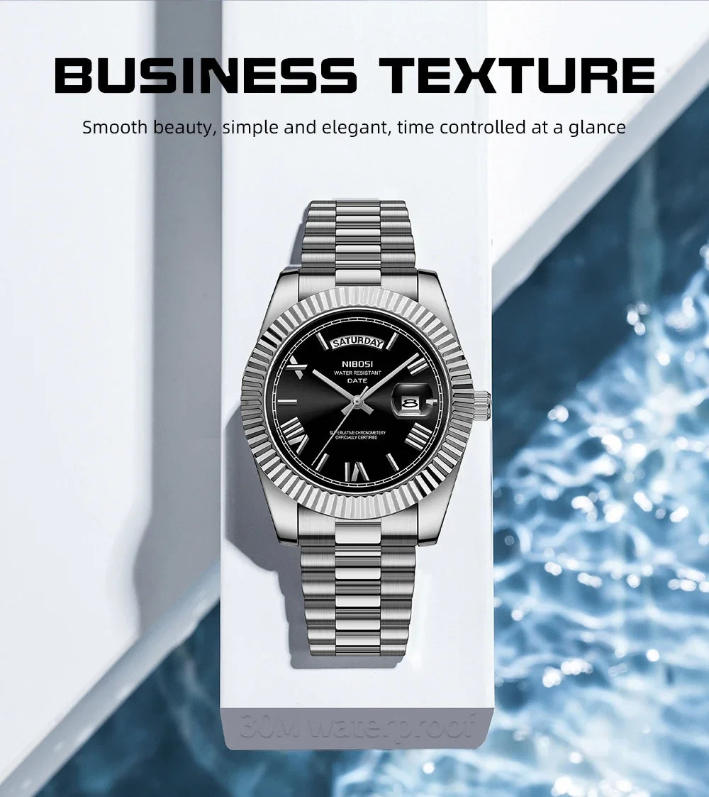NIBOSI Luxury Stainless Steel Quartz Watch for Men - Smarsty