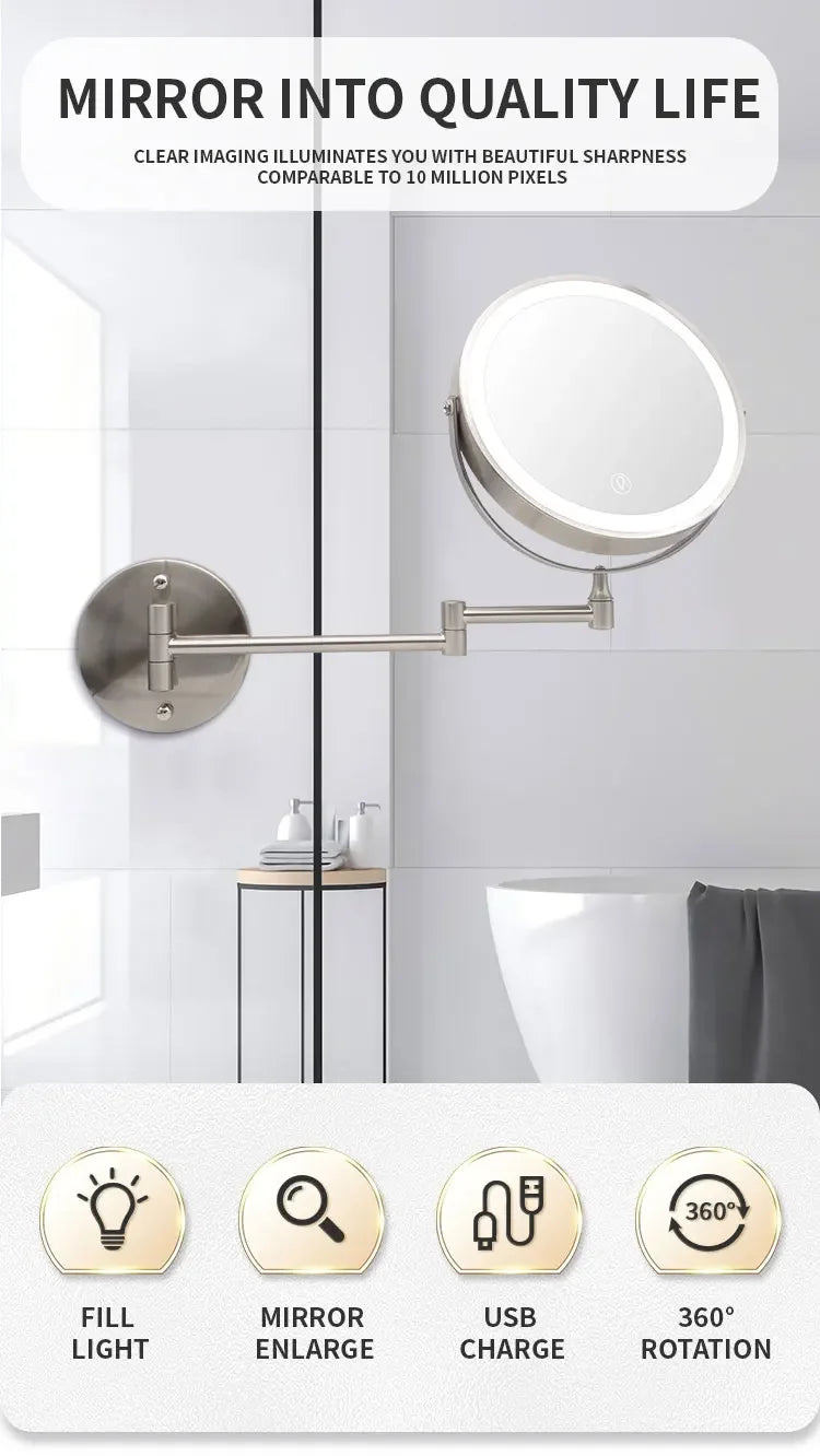 Wall Mounted Makeup Mirror with 10x Magnification - Smarsty