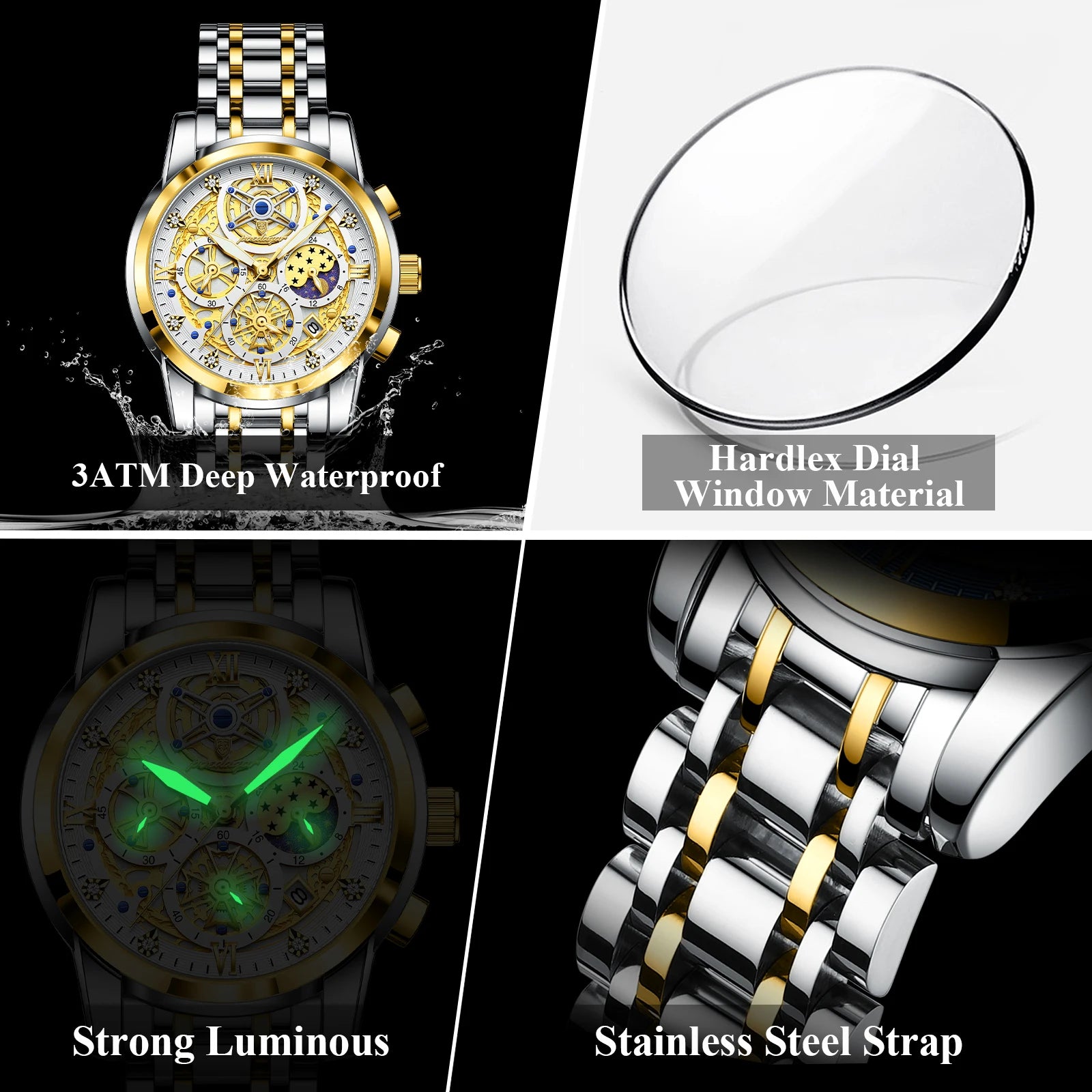Luxury Waterproof Men's Chronograph Watch with Luminous Date - Smarsty