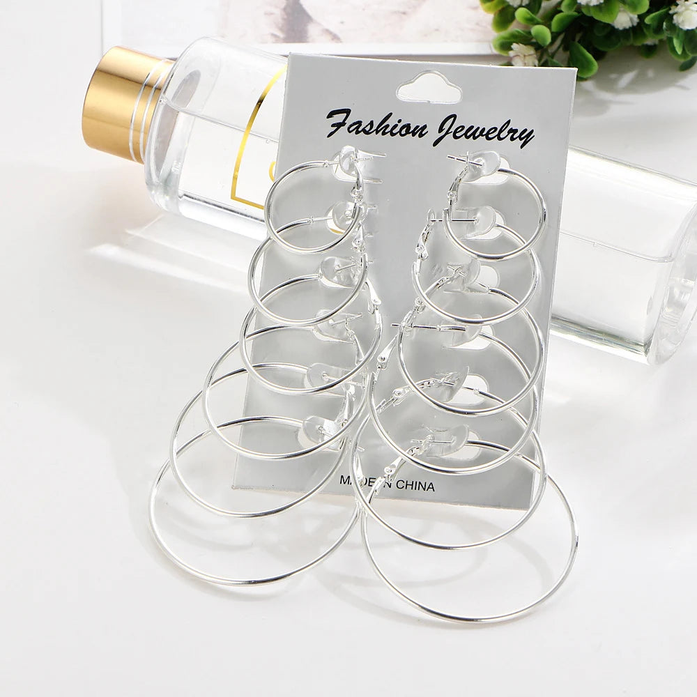Gold and Silver Hoop Earrings Set for Women - Smarsty