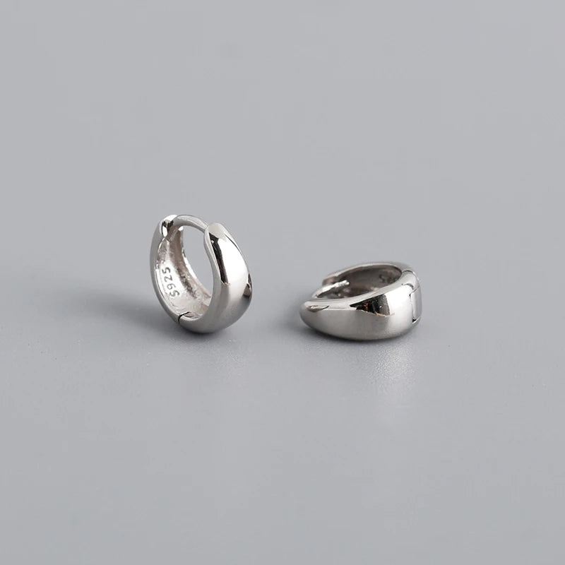 925 Sterling Silver Wide Gothic Huggies Hoop Earrings - Smarsty