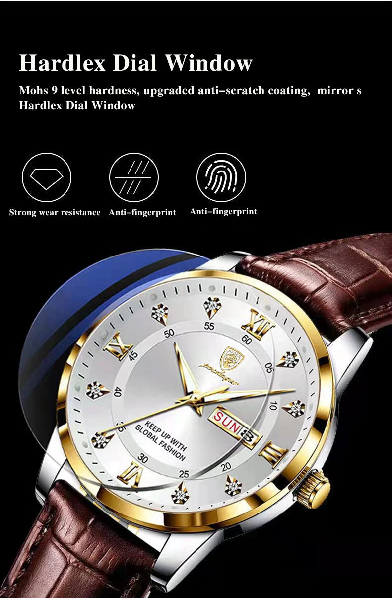 Luxury Waterproof Luminous Leather Quartz Watch for Men - Smarsty