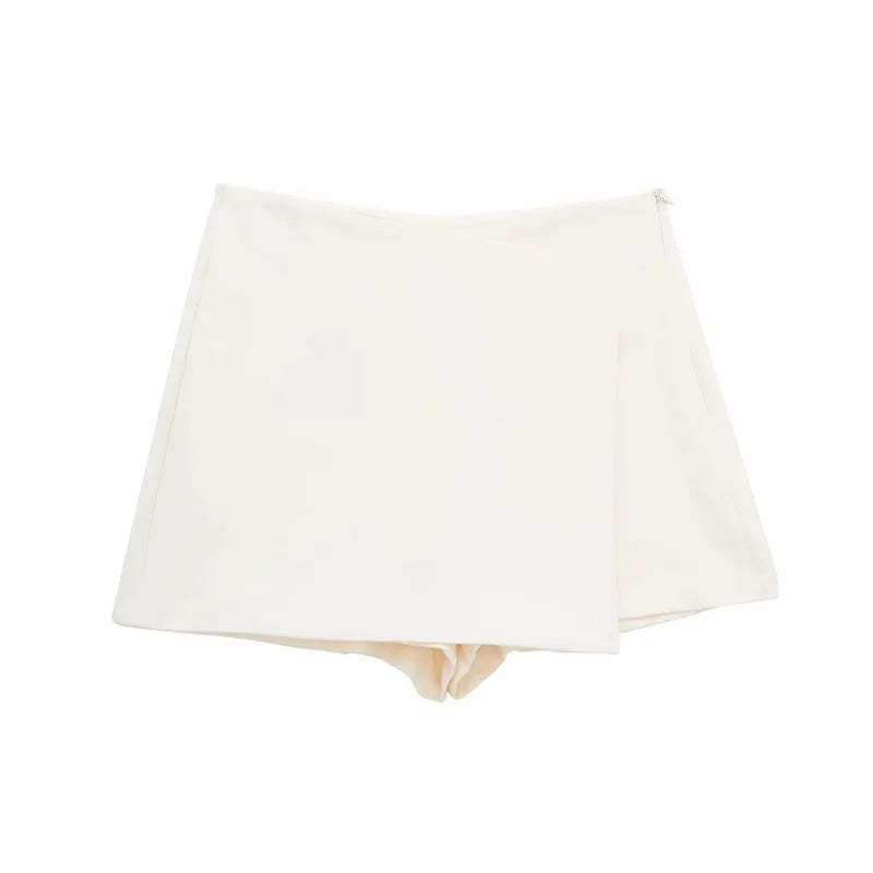 MUJER 2025 Asymmetric Skort For Women Black High Waist Mini Skirt Shorts Women Casual Bermuda Shorts Woman Summer Skirt Shorts - Smarsty