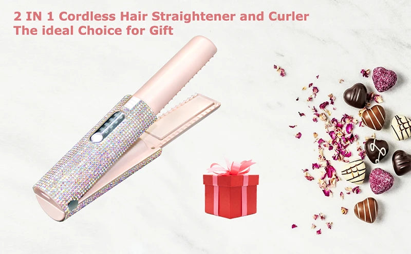 2 in 1 Wireless Hair Straightener and Curler Brush - Smarsty