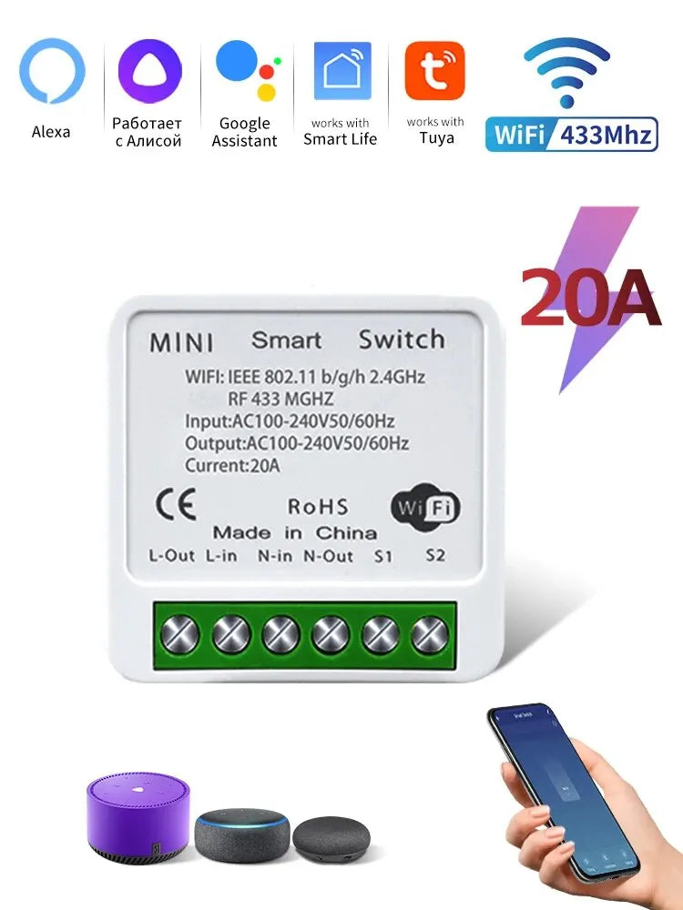 Tuya WiFi Mini Smart Switch Module for Voice Control - Smarsty