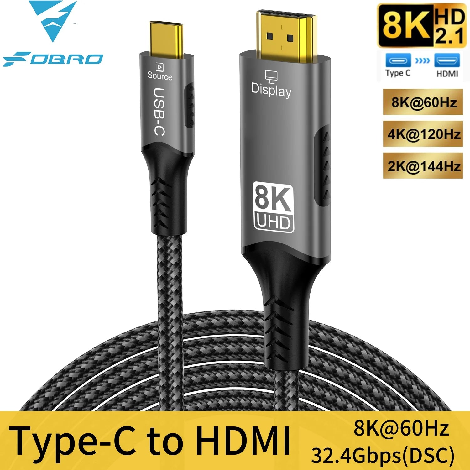 8K USB C to HDMI Cable for High-Speed Streaming - Smarsty