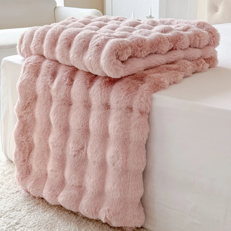 Double-Layer Rabbit Fur Blanket for Comfortable Summer Use - Smarsty