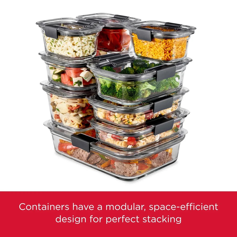 Airtight Leak-Proof Glass Food Storage Containers Set of 2 Vented Microwave Safe Stackable Modular Dishwasher Safe Oven Safe