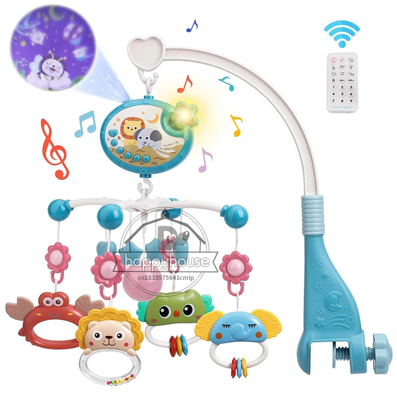 Musical Baby Crib Mobile with Lights Music Projection for Infants 0-6 Months Remote Control Crib Toys for Newborn Baby Mobile by Smarsty