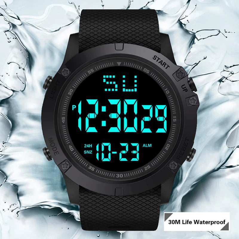 Men's Waterproof Sports Watch with LED Display and Stopwatch - Smarsty