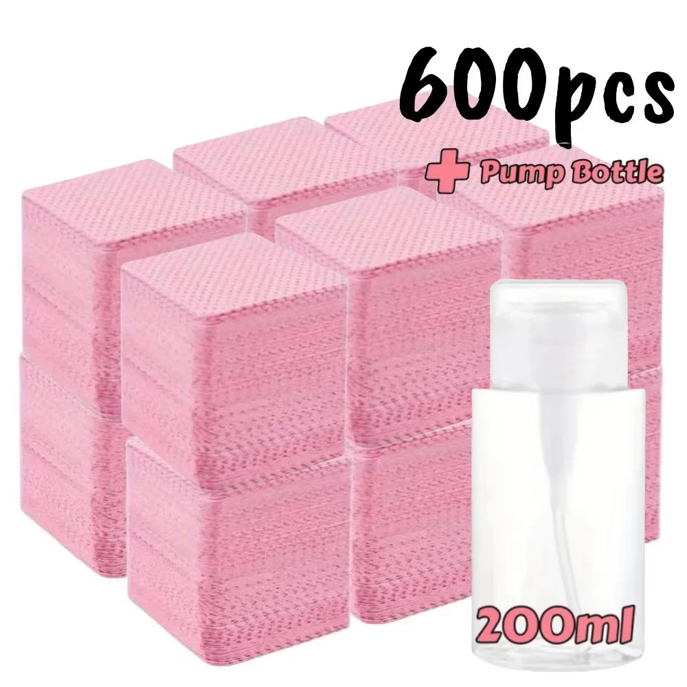 20/600pcs Lint-Free Nail Wipes Gel Cleansing Tissues Aluminum-Free Nail Polish Remover Pads for NaiArt Beauty Cleaning Care Tool - Smarsty