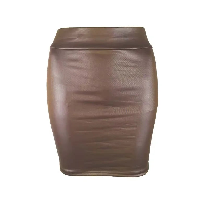 Leather Matte Slim Mini Sexy Fashion PU Hot Short High Waist Skirt Korean Nightclub Streetwear Wholesale Clothes 7ST - Smarsty