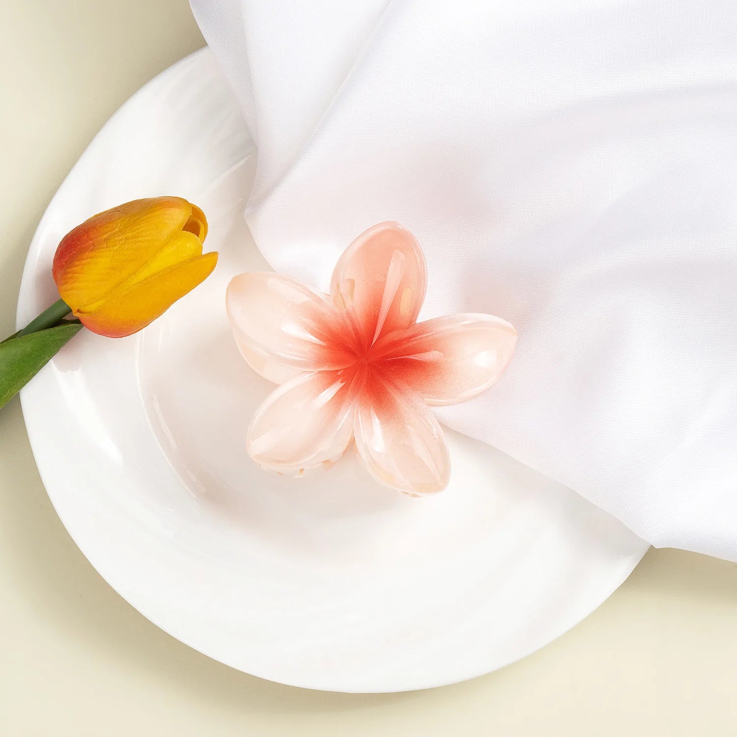 Pack Of 3 Flower Claw Clips Beach Summer Hair Accessories - Smarsty