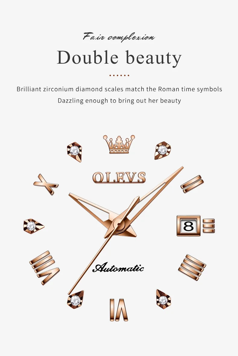OLEVS Women's Luxury Waterproof Automatic Wristwatch - Smarsty