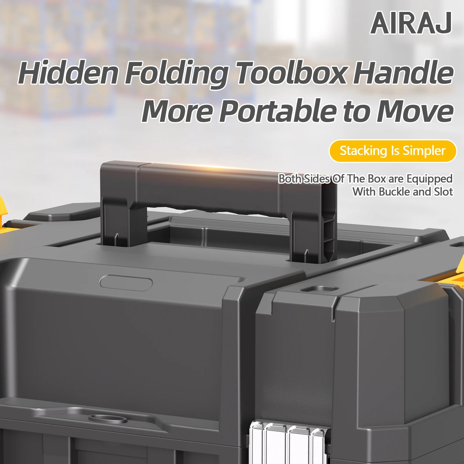 AIRAJ MultiFunctional Tier Stackable Rolling Plastic Portable Folding Tool Storage Box , Suitable for Garage Storage