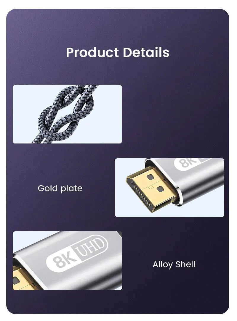 NIERBO 8K DisplayPort Cable High Speed Braided 1.4 - Smarsty