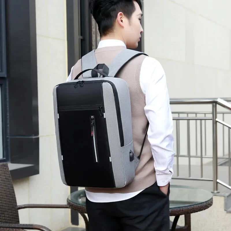 Men's Waterproof Oxford Laptop Backpack 15.6 Inch with USB Charging Port High Capacity Business Travel School Bag - Smarsty
