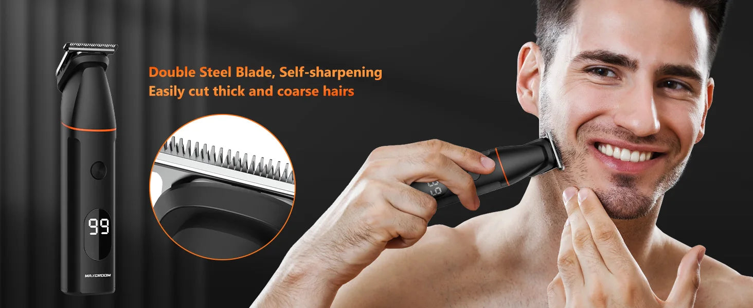 MAXGROOM 4 In 1 Body Hair Shaver Kits for Men Nose/Beard Hair Trimmer Electric IPX6 Waterproof Groin Pubic Hair Shaver for Man