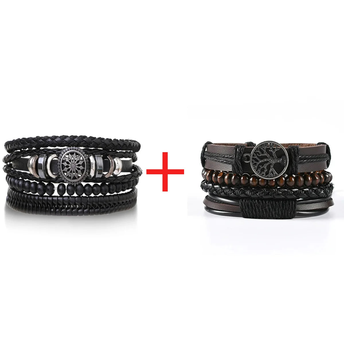 Men’s Leather Braided Bracelets Vintage Ethnic Wristband - Smarsty