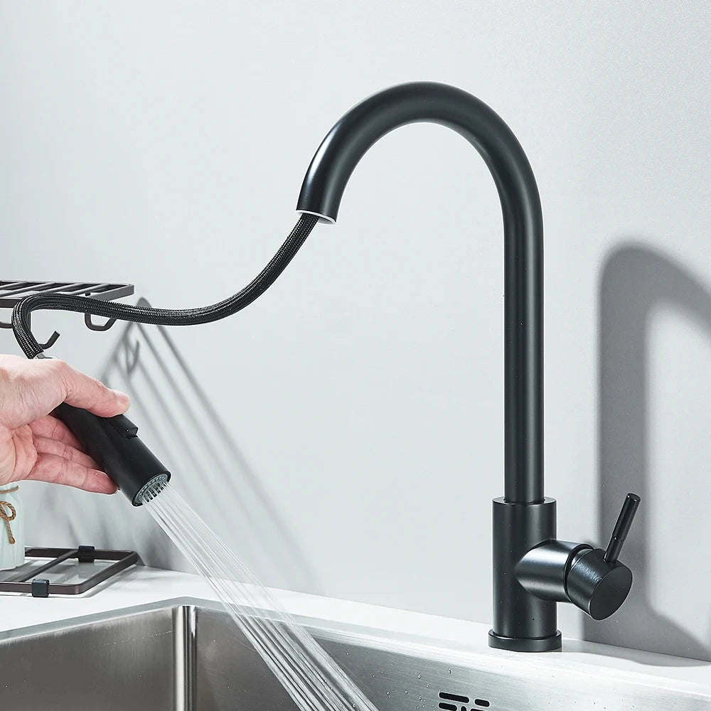 304 Chrome Kitchen Faucet with Pull-Out Spray Feature - Smarsty