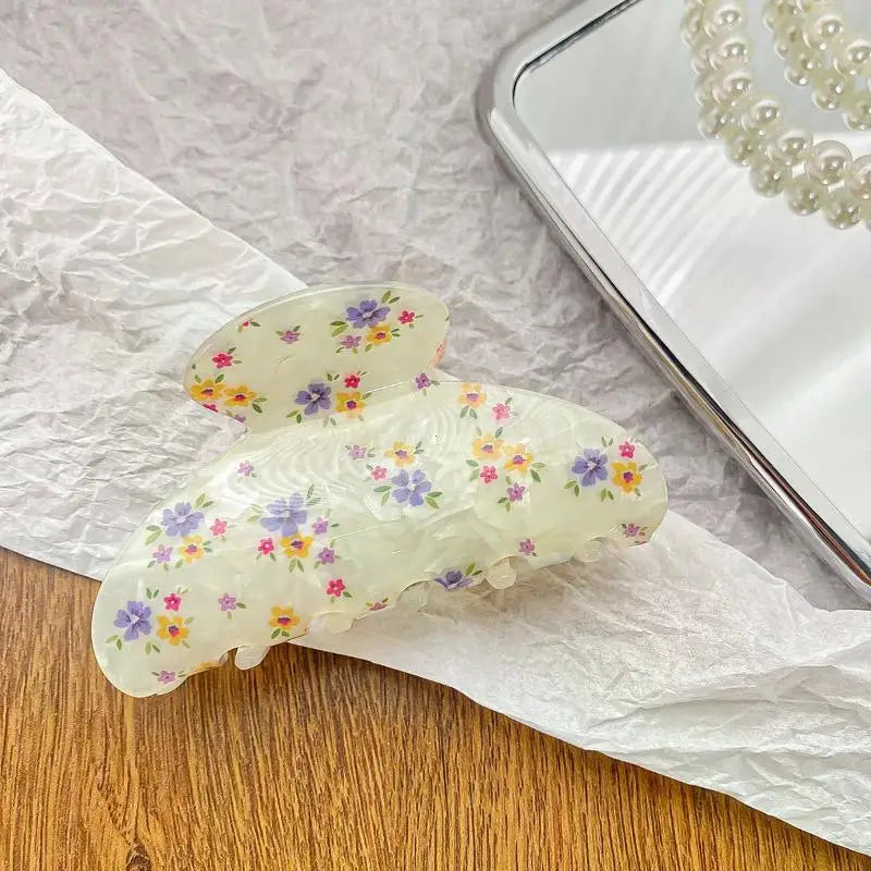 Vintage Floral Hair Claw Clip Elegant Colorful Design - Smarsty