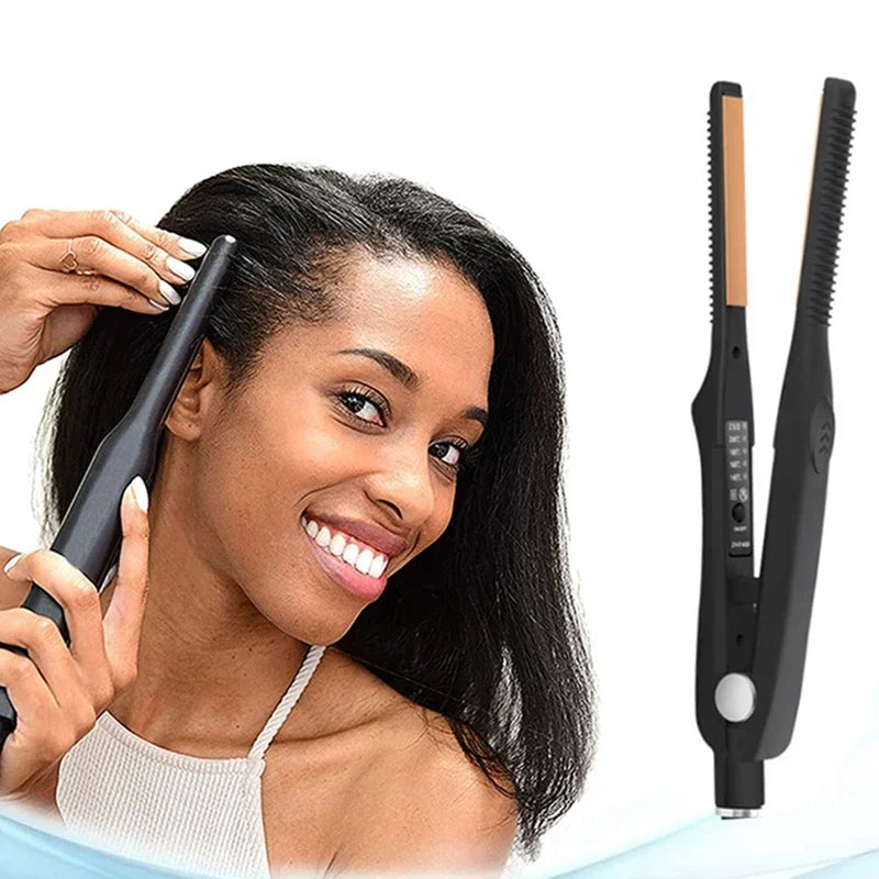 2-in-1 Mini Hair Straightener and Curling Iron for All Hair Types - Smarsty