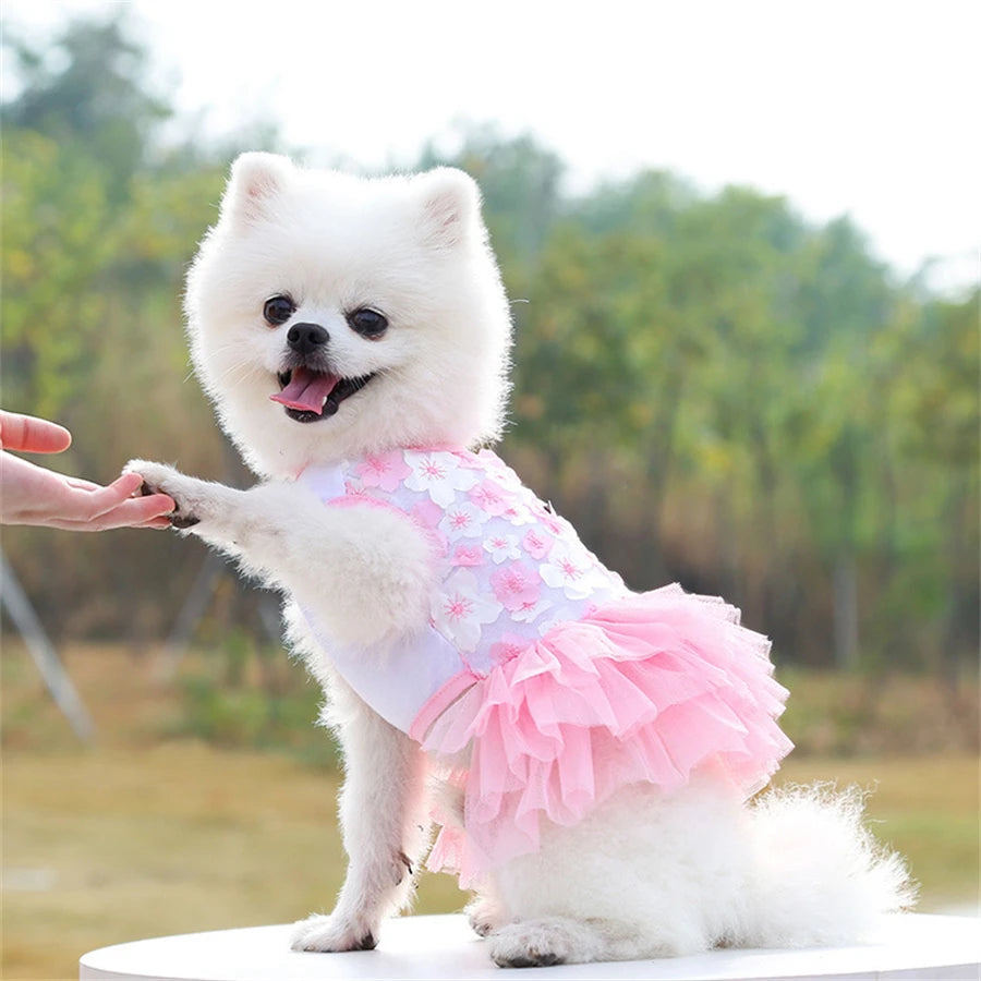 Floral Dog Dress for Small Breeds Breathable Pet Apparel - Smarsty