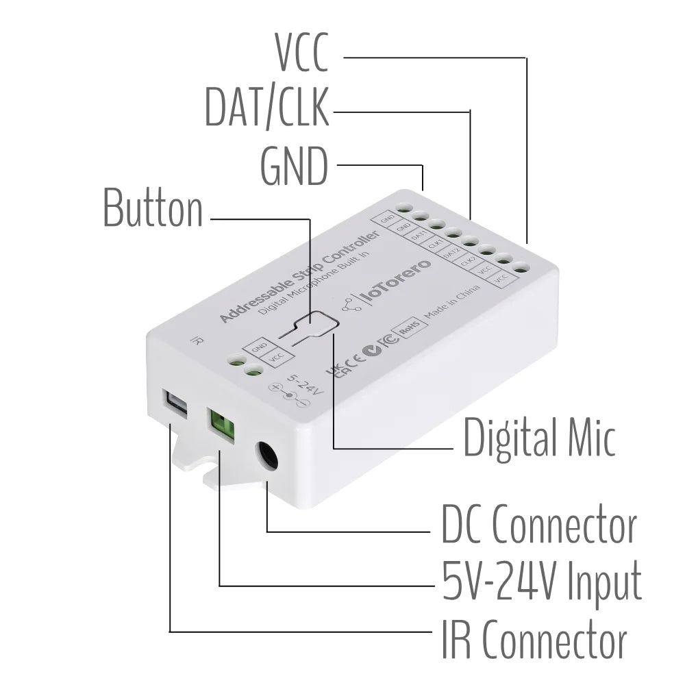 IoTorero WLED ESP32 Addressable Strip Controller With Remote - Smarsty