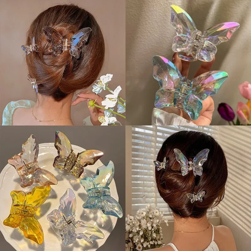 Cute Transparent Butterfly Hair Claw Clips Non Slip - Smarsty