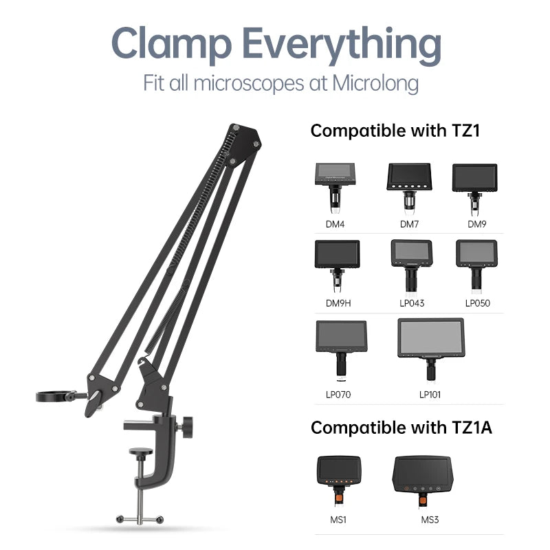RIEVBCAU Flexible Microscope Arm Stand,Adjustable Metal Bracket Coin Microscope Mount Compatible with DM4 DM7 DM9 MS1 MS3 - Smarsty