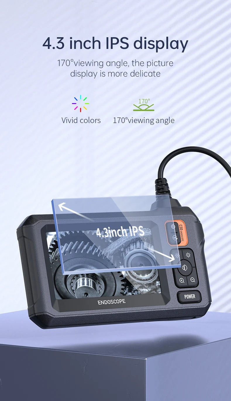 Industrial Endoscope Camera 8mm HD1080P 4.3inch IPS Screen 1080P Pipe Inspection Camera for Car Repair IP67 Waterproof 8 LEDS - Smarsty