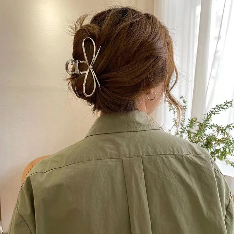 Elegant Geometric Hair Claw Clips Gold Silver Finish - Smarsty