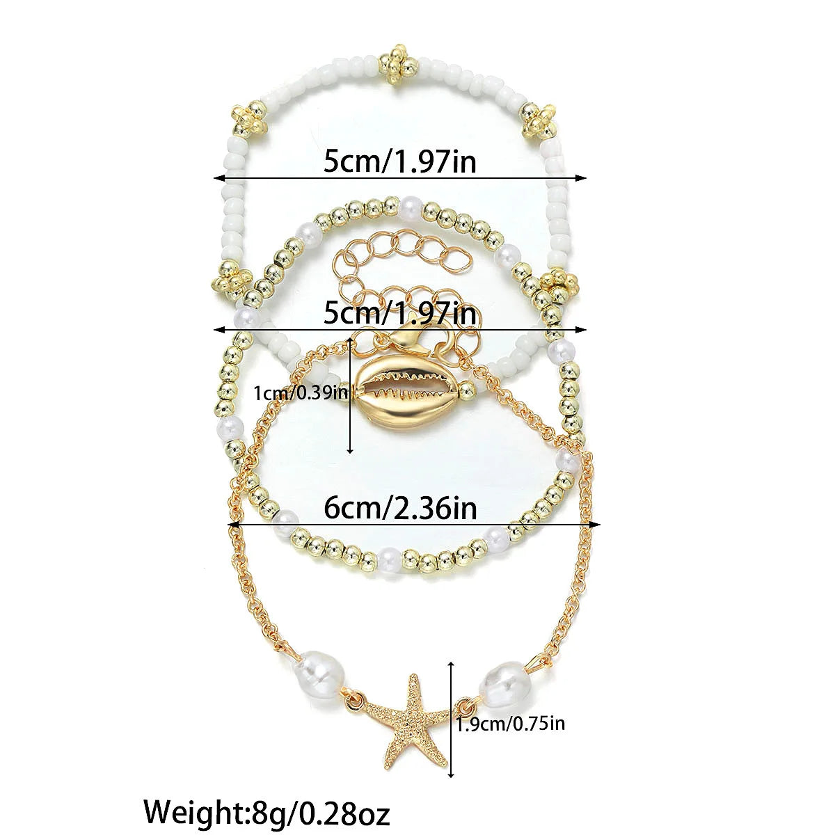 3Pcs Summer Shell Bracelet Set with Starfish Charm - Smarsty